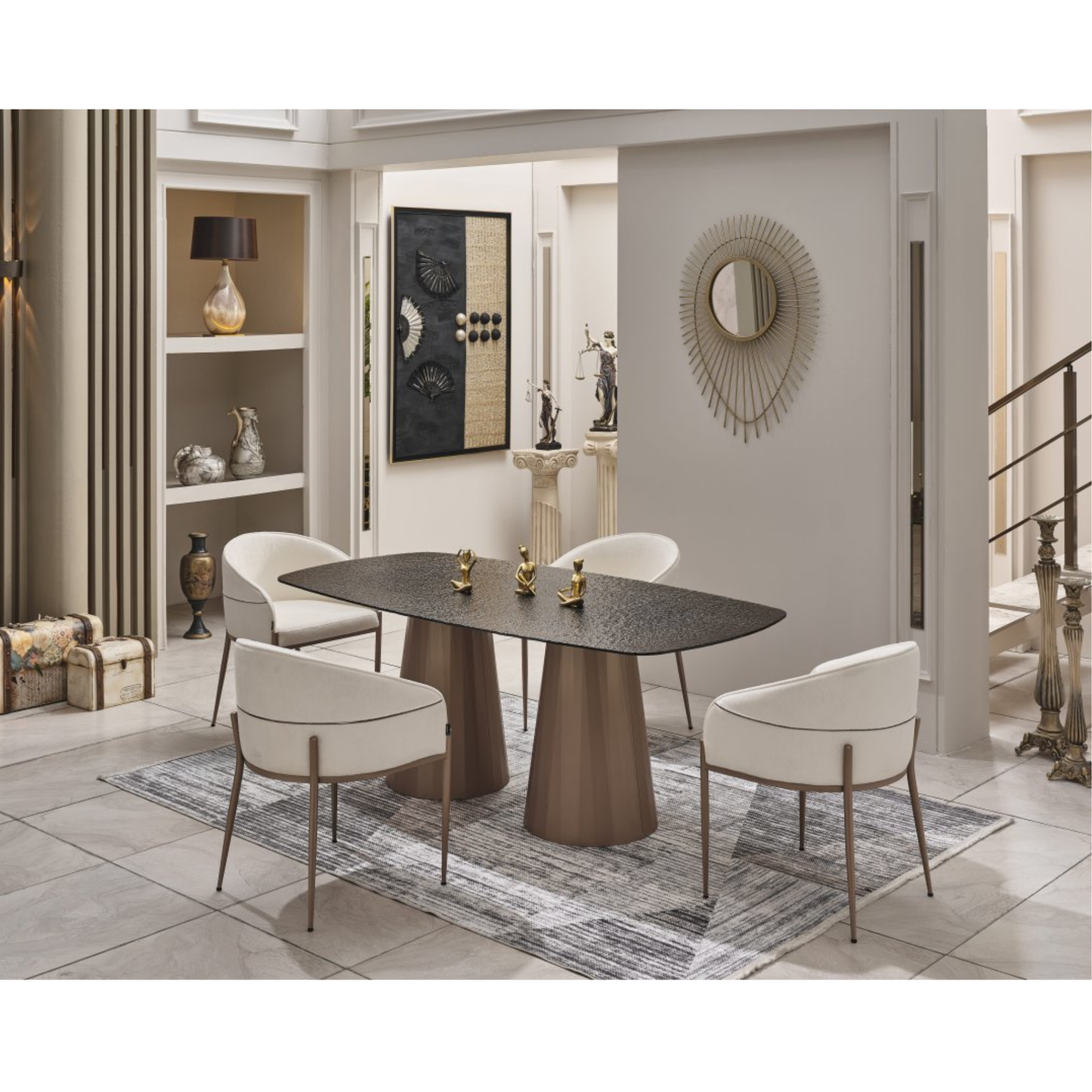 Antik Kristal Esstisch-Set