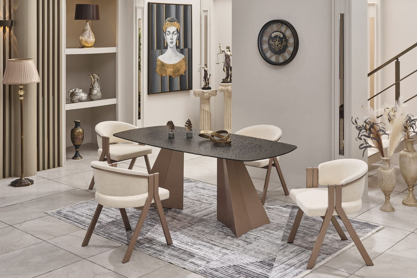 Pramit Kristall Esstisch-Set bronze