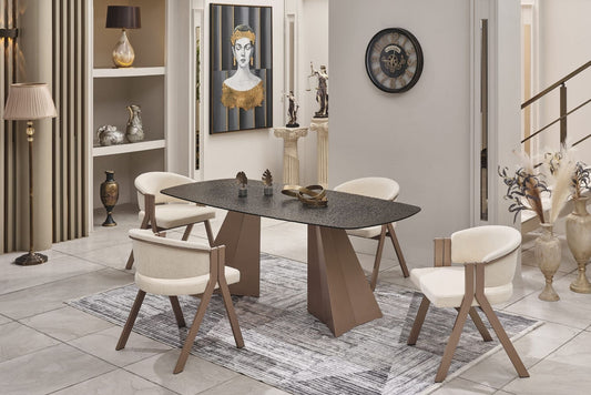 Pramit Kristall Esstisch-Set bronze