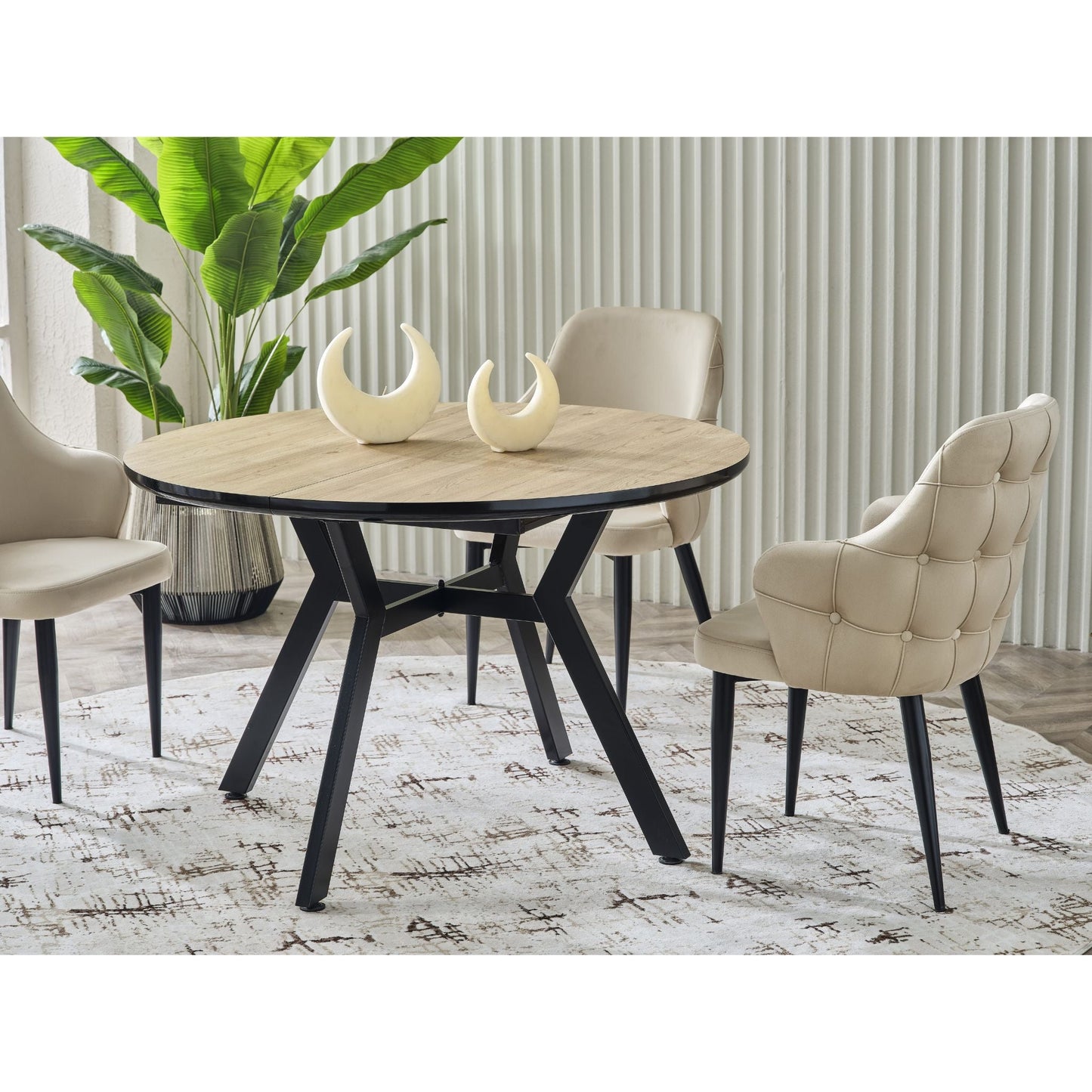 Tuna Esstisch-Set Creme