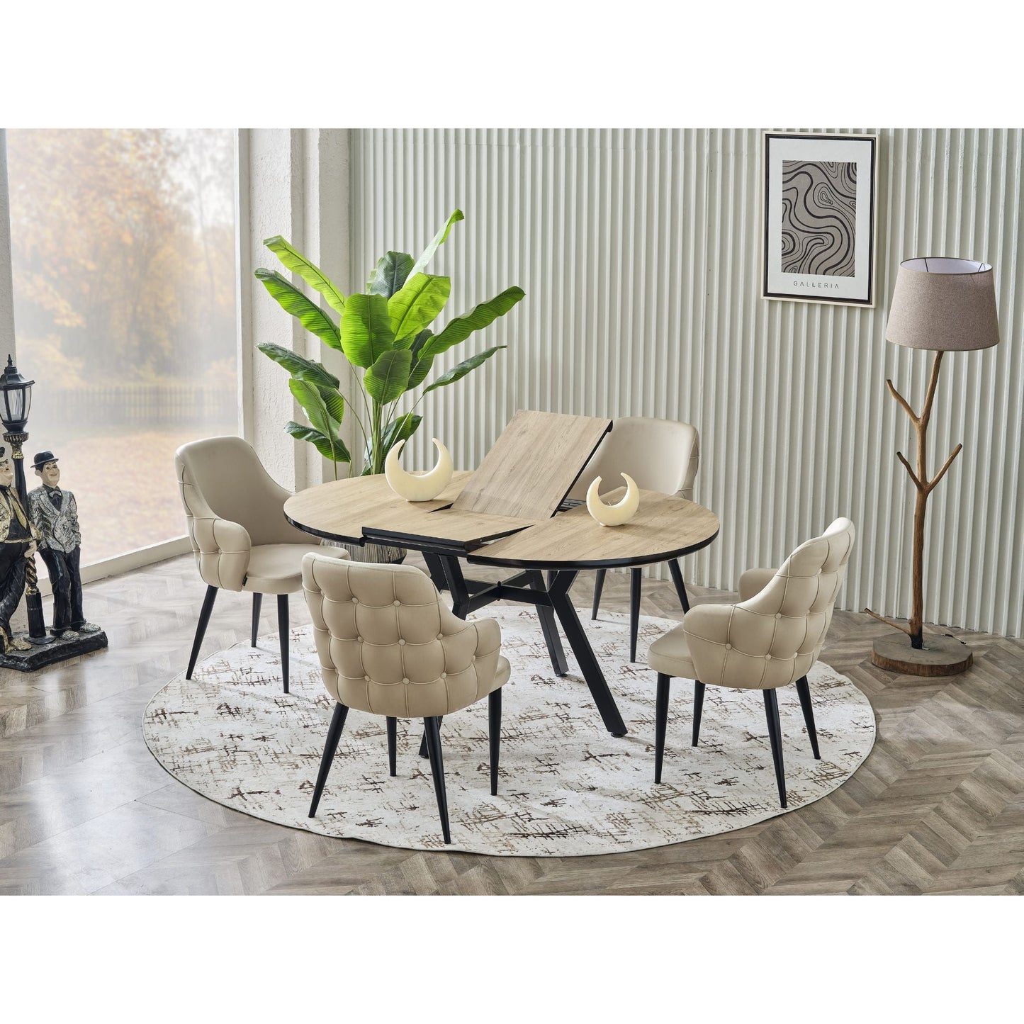 Tuna Esstisch-Set Creme