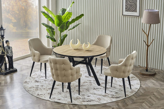 Tuna Esstisch-Set Creme