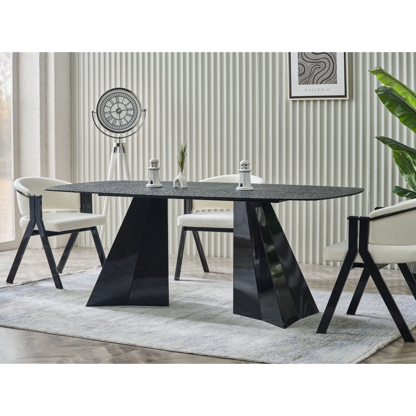 Pramit Kristall Esstisch-Set schwarz