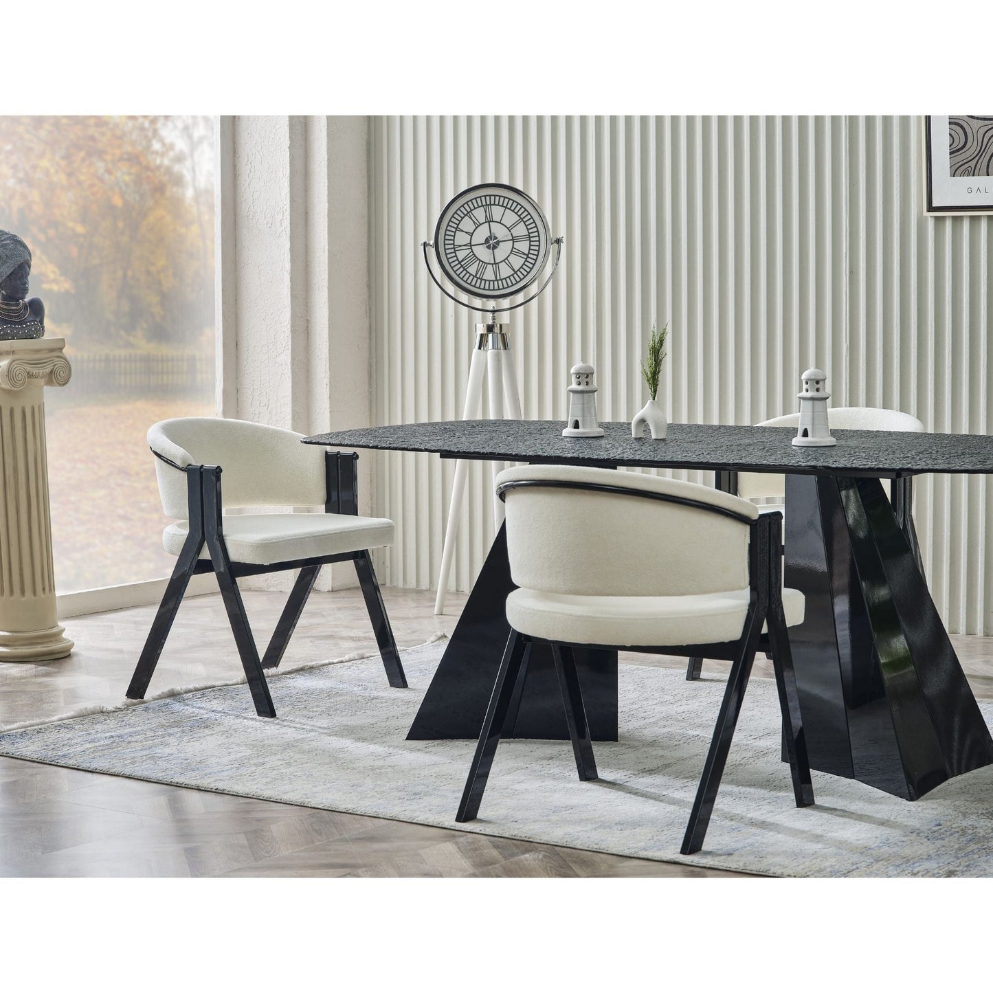 Pramit Kristall Esstisch-Set schwarz