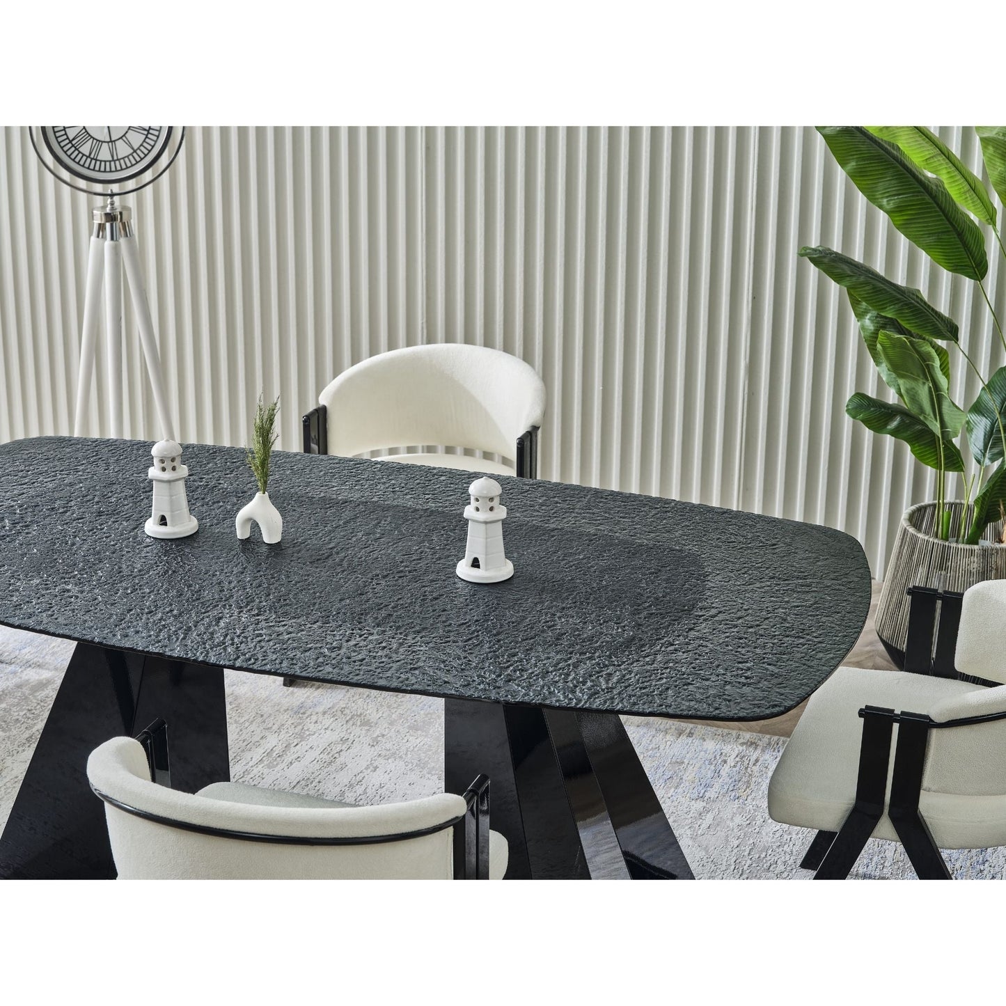 Pramit Kristall Esstisch-Set schwarz