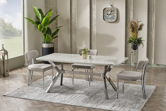 Milano Elite Esstisch-Set 180x90 silber