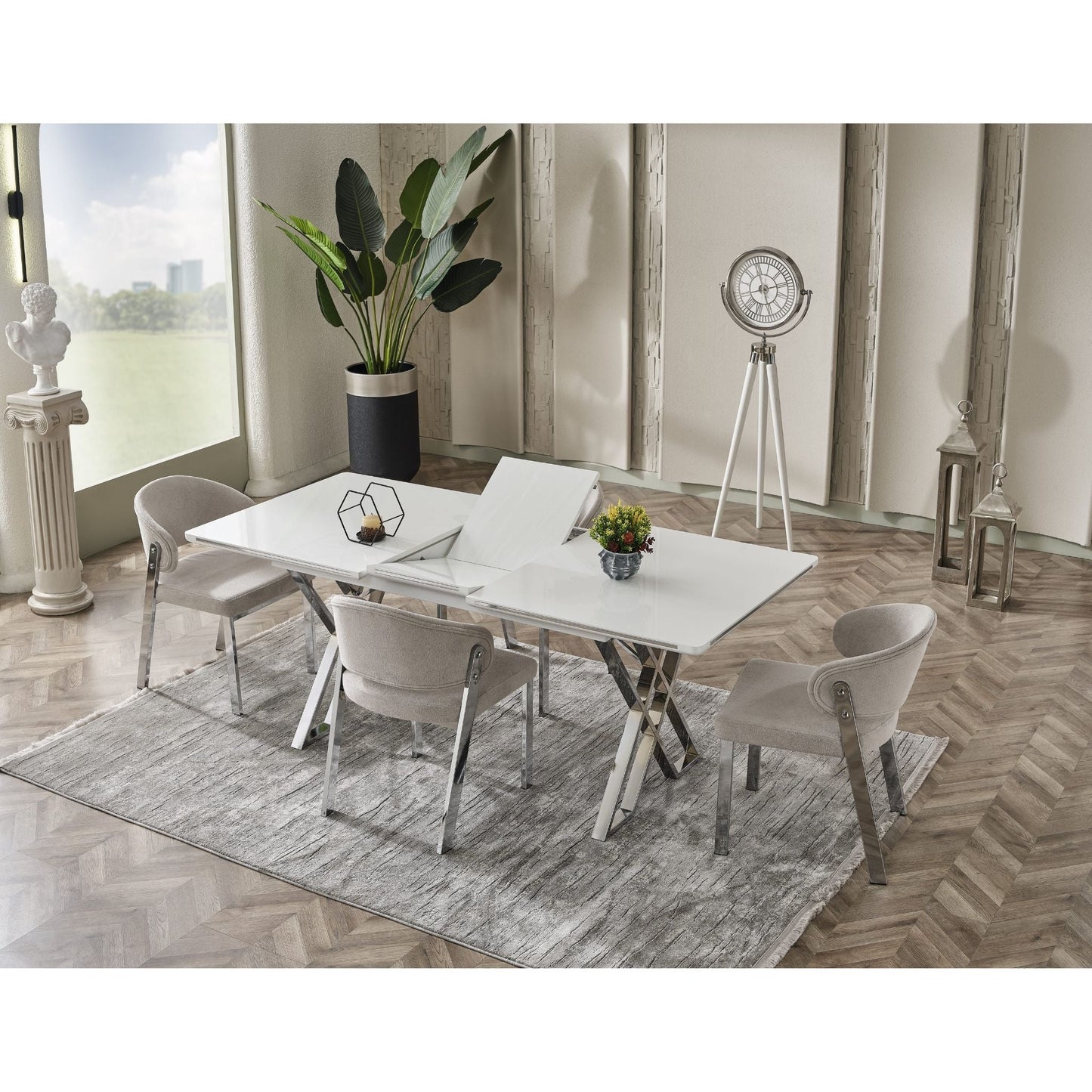 Luna Elite-Esstisch Set silber