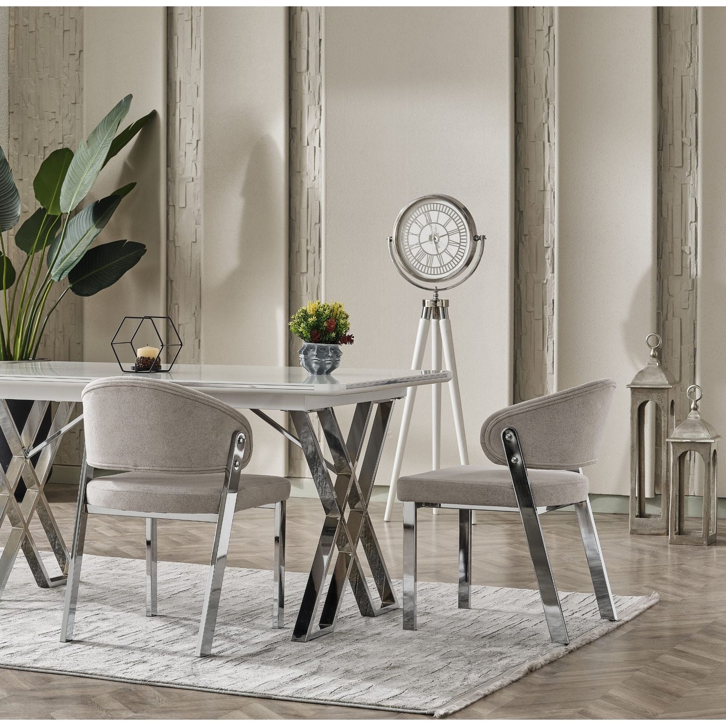 Luna Elite-Esstisch Set silber