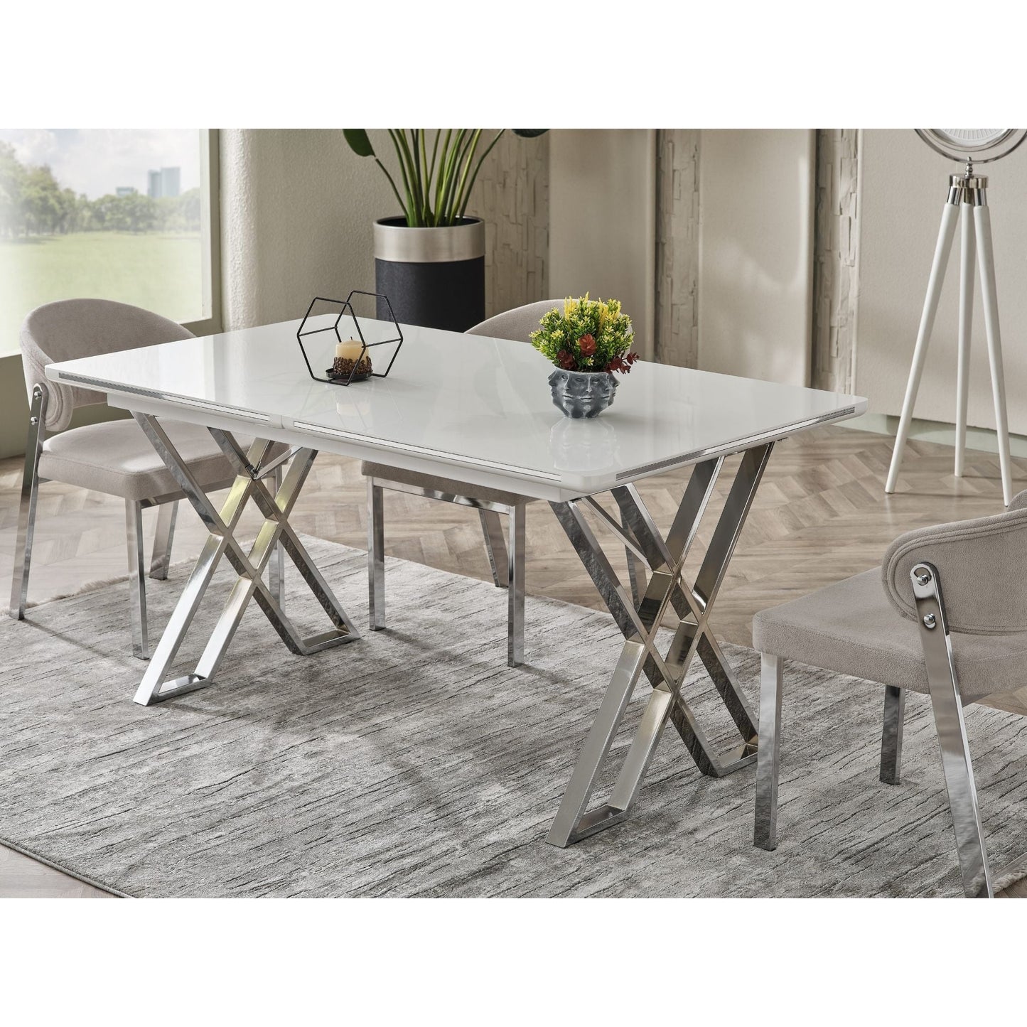 Luna Elite-Esstisch Set silber