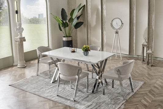 Luna Elite-Esstisch Set silber