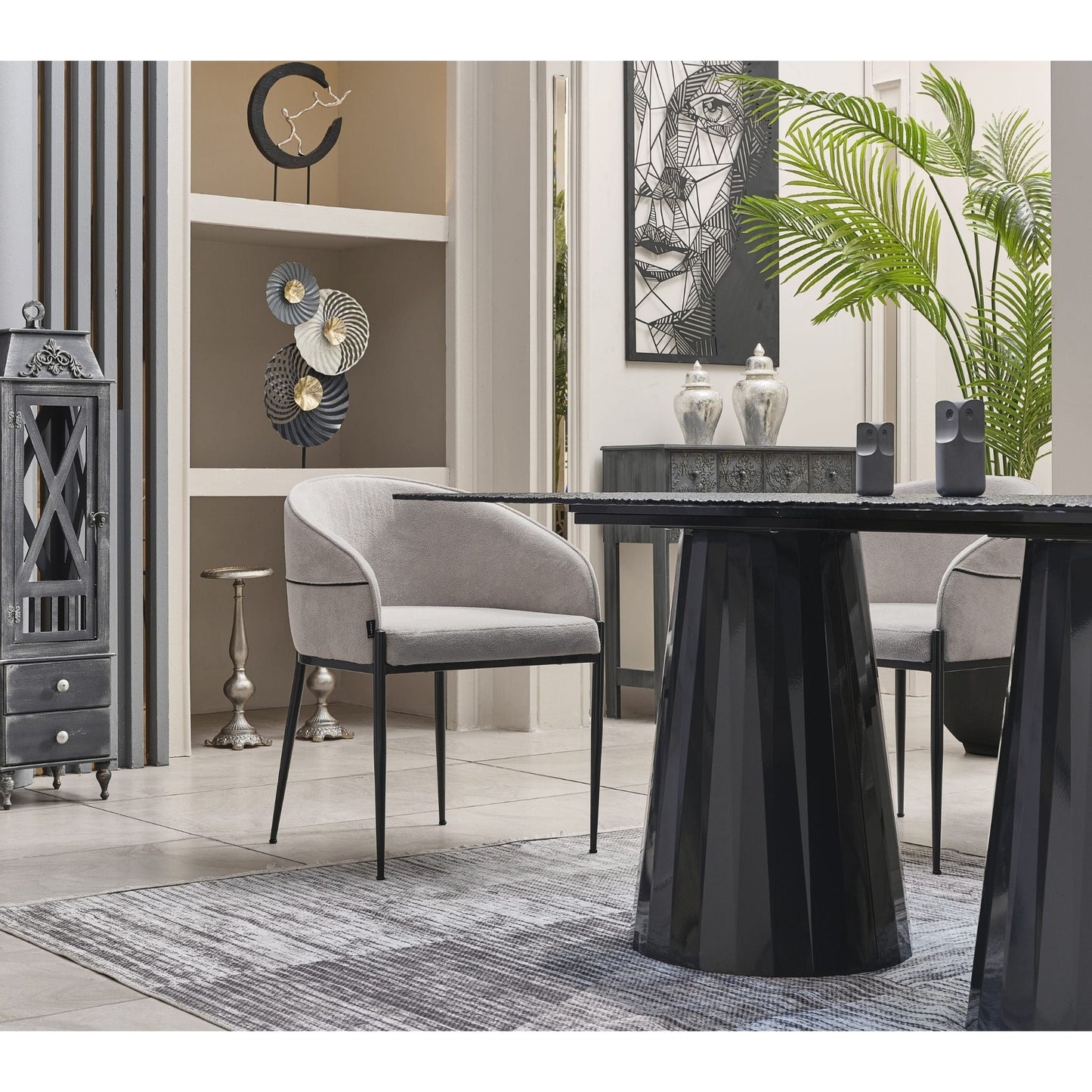 Antik Kristal Esstisch-Set