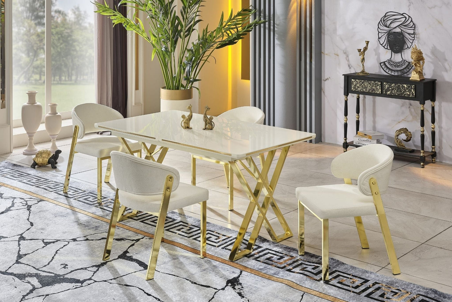 Luna Elite Esstisch-Set gold